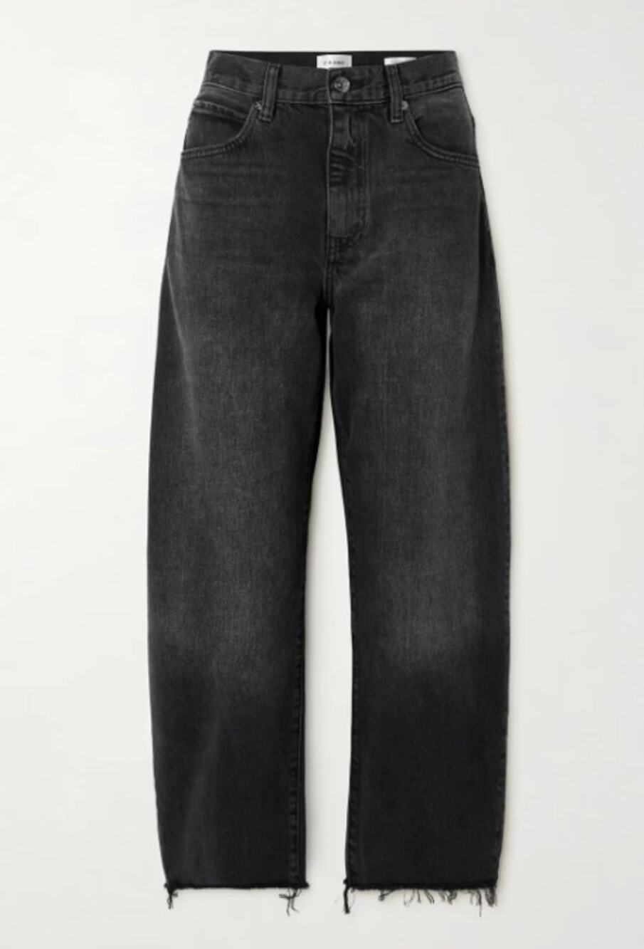 Frame The Bubble Cropped Frayed High Rise Barrel-Leg Jeans size 30 - Picture 1 of 7